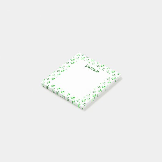 Aangepaste groene Shamrock Pattern-stickies Post-it® Notes (Schuin)