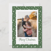 Aangepaste groene sterren Foto Merry-kerstkaarten Feestdagenkaart (Voorkant)