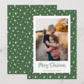 Aangepaste groene sterren Foto Merry-kerstkaarten Feestdagenkaart (Voorkant / Achterkant)