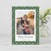 Aangepaste groene sterren Foto Merry-kerstkaarten Feestdagenkaart (Staand voorkant)