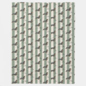 Aangepaste Groene Streep Teckel Huisdier Naam Fleece Deken (Voorkant)