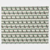 Aangepaste Groene Streep Teckel Huisdier Naam Fleece Deken (Voorkant (Horizontaal))