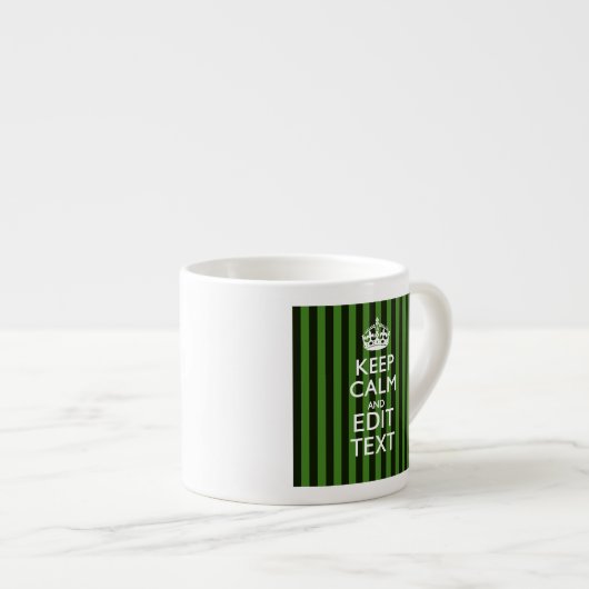 Aangepaste groene strepen kalm Jouw tekst houden Espresso Kop (Voorkant rechts)