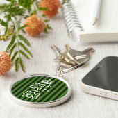 Aangepaste groene strepen kalm Jouw tekst houden Sleutelhanger (Zijkant)