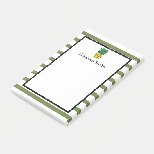 Aangepaste groene strippes ananas post-it® notes (Schuin)