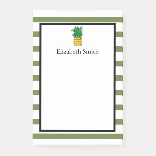 Aangepaste groene strippes ananas post-it® notes (Voorkant)