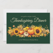 Aangepaste Groene Thanksgiving Dinner Party Pompoe Kaart (Voorkant)