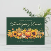 Aangepaste Groene Thanksgiving Dinner Party Pompoe Kaart (Staand voorkant)