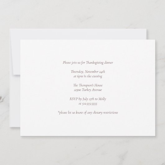 Aangepaste Groene Thanksgiving Dinner Party Pompoe Kaart (Achterkant)