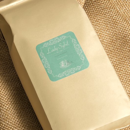  aangepaste groene theelabel vierkante sticker