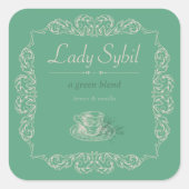  aangepaste groene theelabel vierkante sticker (Voorkant)