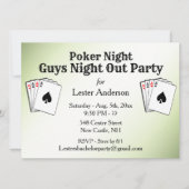 Aangepaste groene titel Poker Night-feestuitnodigi Kaart (Voorkant)