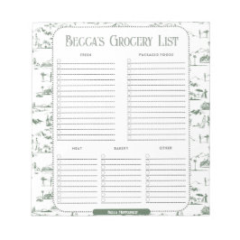 Aangepaste Groene Toile Grocery List-laptop Notitieblok