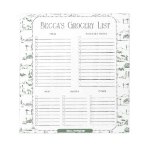Aangepaste Groene Toile Grocery List-laptop Notitieblok