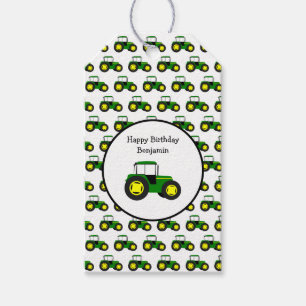 Aangepaste groene tractoren cadeaulabel