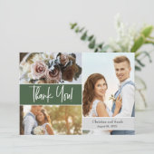 Aangepaste groene trouwfoto's Dank je wel Kaart (Staand voorkant)