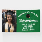 Aangepaste groene valedictorian foto afstudeerfees spandoek (Horizontaal)