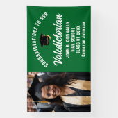 Aangepaste groene valedictorian foto afstudeerfees spandoek (Verticaal)