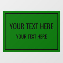 Aangepaste Groene Venster Cling met Jouw tekst Raamsticker
