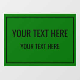 Aangepaste groene vensterfolie met uw tekst raamsticker