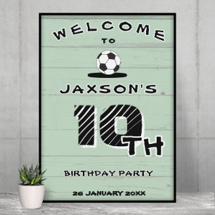 Aangepaste groene voetbal verjaardags welkom poster