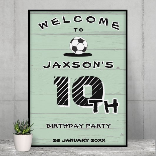 Aangepaste groene voetbal verjaardags welkom poster