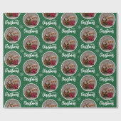 Aangepaste groene vrolijk kerstfeest één cirkel fo cadeaupapier (Vlak)