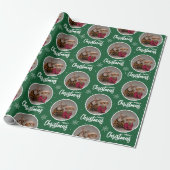 Aangepaste groene vrolijk kerstfeest één cirkel fo cadeaupapier (Uitgerold)