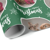 Aangepaste groene vrolijk kerstfeest één cirkel fo cadeaupapier (Rol Hoek)