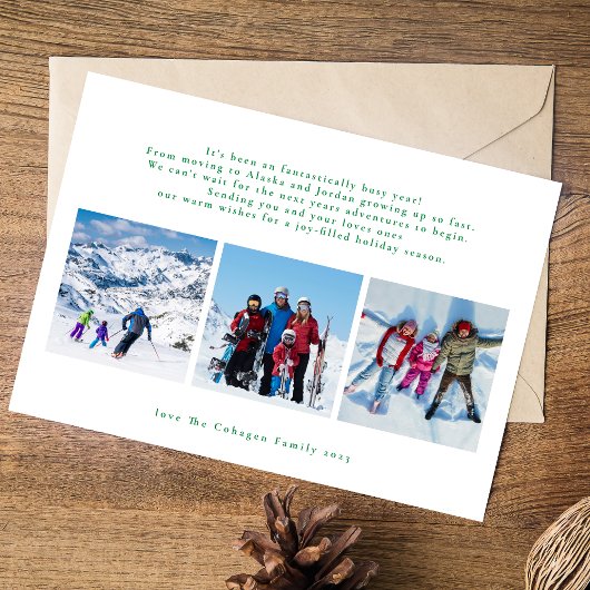 Aangepaste groene vrolijke kerst 6 foto collage ge feestdagenkaart