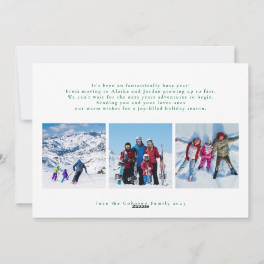 Aangepaste groene vrolijke kerst 6 foto collage ge feestdagenkaart (Achterkant)