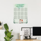Aangepaste groene waterverf bruiloft zitplaatsenka poster (Thuiskantoor)