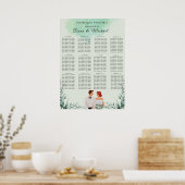 Aangepaste groene waterverf bruiloft zitplaatsenka poster (Keuken)