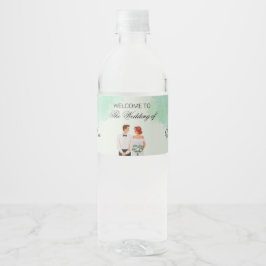 Aangepaste groene waterverf golvende bruiloft waterfles etiket
