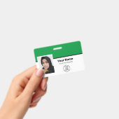 Aangepaste Groene Werknemer Foto-Bar code-Logo-naa Badge (Handheld)