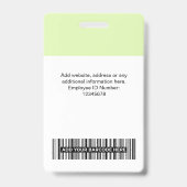 Aangepaste groene werknemersfoto, streepjescode, L Badge (Achterkant)