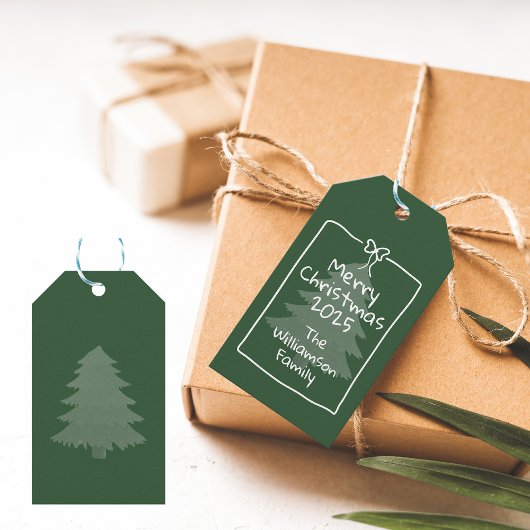 Aangepaste groene whimische Doodle Kerstmis Cadeaulabel