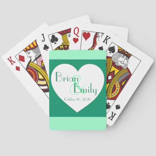 Aangepaste groene witte-hartoperspatcards speelkaarten (Achterkant)