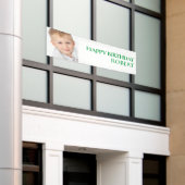 Aangepaste groene witte kinderverjaardagsfeest fot spandoek (Buitenkant Gebouw)