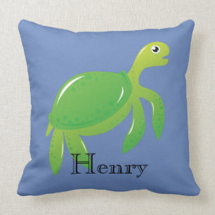 Aangepaste groene Zee schildpad in Blue Zee Pillow Kussen