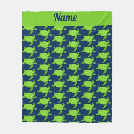Aangepaste groene Zee schildpad op de marine Fleece Deken (Voorkant)