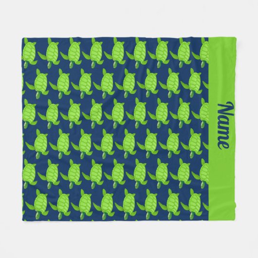 Aangepaste groene Zee schildpad op de marine Fleece Deken (Voorkant (Horizontaal))