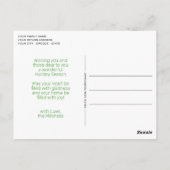 Aangepaste groene zilveren gouden boom Ornamenten Briefkaart (Achterkant)