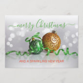 Aangepaste groene zilveren gouden boom Ornamenten Feestdagenkaart (Voorkant)