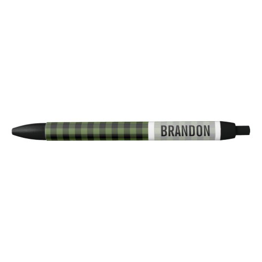 Aangepaste groene zwarte Buffalo Lumberjack Check Inkt Pen (Voorkant)