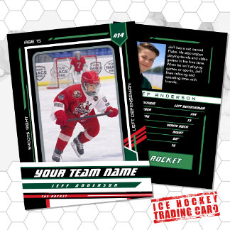 Aangepaste groene & zwarte ijshockey-spelerkaart contactkaartje