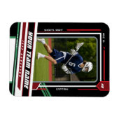 Aangepaste groene & zwarte lacrosse-spelerfoto magneet (Horizontaal)