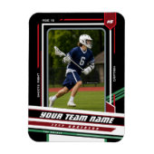 Aangepaste groene & zwarte lacrosse-spelerfoto magneet (Verticaal)