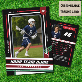 Aangepaste groene & zwarte lacrosse-spelerkaart contactkaartje