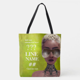 Aangepaste groene zwarte Sorority Art Tote Bag